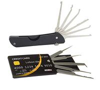 Loboo Idea Pocket Set di serrature pieghevoli multitool con Loboo Idea Kit di strumenti di prelievo della serratura con carta di credito, Mini Lockpick / Fabbro Tool Kit per principianti e fabbri