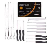 Loboo Idea Strumenti per grimaldelli per fabbro da 15 pezzi Include set di grimaldelli stile carta di credito da 5 pezzi e kit estrattore chiave rotto da 10 pezzi