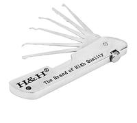 Loboo Idea Utensile portatile pieghevole per aprire e aprire serrature, con gancio singolo, in acciaio inox, 7 in 1, utensile multiuso pieghevole con sicurezza (bianco)