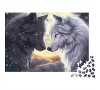 lobos blancos negros Puzzle Fai Da Te 1000 Pezzi Cartone Extra Spesso Per Amanti Della Famiglia, Gioco Divertente Stimolante, Bella Decorazione, Regalo Compleanno Ideale 52x38cm/1000pcs