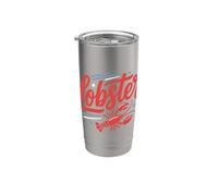 Lobster Red Bow Preppy Coquette Blue White Stripes Bicchiere termico in acciaio inox doppia parete