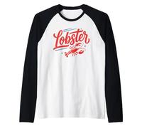 Lobster Red Bow Preppy Coquette Blue White Stripes Maglia con Maniche Raglan