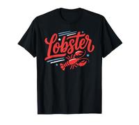 Lobster Red Bow Preppy Coquette Blue White Stripes Maglietta