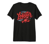 Lobster Red Bow Preppy Coquette Blue White Stripes Maglietta Premium