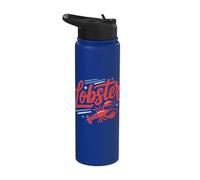 Lobster Red Bow Preppy Coquette Blue White Stripes Stainless Steel Insulated Water Bottle