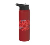 Lobster Red Bow Preppy Coquette Blue White Stripes Stainless Steel Insulated Water Bottle