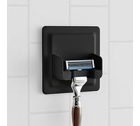 LOBUX® - Porta rasoi doccia autoadesivo, super tenuta [silicone soft touch] - Supporto per rasoio doccia impermeabile - Sistema di organizzazione per bagno, specchio, doccia, parete (nero)