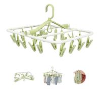 LOBVABA Stendibiancheria con 20 Clips, Stendi Calzini Plastica, Stendino Calzini Ruotare Pieghevole, Stendino in Plastica Girevole, Girevole a 360 Gradi per Calzini, Biancheria Intima, Asciugamano