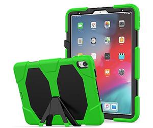 Lobwerk - Custodia 3 in 1 per Apple iPad PRO 11 (2018) 11", con Pellicola Protettiva e Supporto Verde Verde