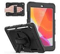 Lobwerk Custodia 4 in 1 per Apple iPad (7a generazione) 2019 da 10,2 pollici, con supporto e tracolla, colore: Nero