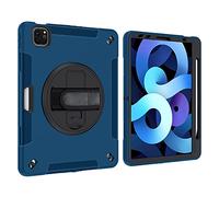 Lobwerk Custodia 4 in 1 per Apple iPad Air 4 4th Generation A2072/A2316/A2324/A2325 10.9 Pollici, Antiurto + Supporto + Supporto per Mano + Colore Blu Scuro