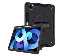 Lobwerk Custodia 4 in 1 per Apple iPad Air 4 4th Generation A2072/A2316/A2324/A2325 10.9 Pollici + Supporto + Maniglia Nera