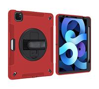 Lobwerk Custodia 4 in 1 per Apple iPad PRO 11 2018 2020 11 Pollici Outdoor Cover con Protezione Schermo Cinturino da Polso Rosso