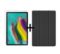 Lobwerk - Custodia Protettiva 2 in 1 per Galaxy Tab S5e da 10,5" SM-T720 SM-T725, con Funzione Auto Sleep/Wake e Vetro di Protezione Nero Nero