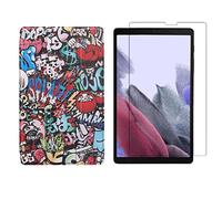 Lobwerk Set 2 in 1 per Samsung Galaxy Tab A7 Lite 2021 SM-T220 SM-T225 8,7 pollici Tablet con Smart Cover + Vetro protettivo con Auto Sleep/Wake Chiusura Magnetica Custodia