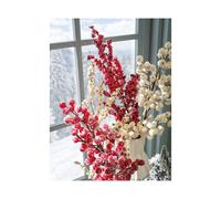 L'oca Nera Fiori delle feste-bianco e rosso, ramo con bacche bianche piccole, 85h cm Fiori delle feste-bianco e rosso, ramo con bacche bianche piccole, 85h cm