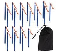 LOCADENCE 20 Picchetti per Tenda, Picchetti Lega di Alluminio Resistente a Forma di V da 9,1 Pollici, Terra con Corde per Tenda da Campeggio All'Aperto (Azul)