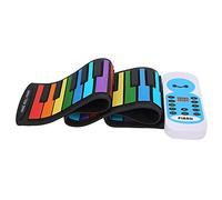 LOCADENCE 49 Key Roll Up Piano Tastiera, Piano Pieghevole per Bambini Rainbow con 128 Ritmi Timbri, Piano Elettrico a Silicone Morbido Stereo USB DC5V per Bambini Principianti