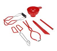 LOCADENCE 6 Piece Canning Supplies Starter Kit, Set di Strumenti per L'Inscatolamento Portatile in Acciaio Inox Antiscivolo Che Include Pinze per Alimenti, Chiave per Barattoli (Rosso)