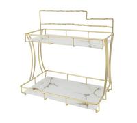 Locadence Organizzatore Controsoffitto Bagno, Organizzatore Trucco Doppio Strato con Supporto per Spazzolino Denti Elettrico, Portabicchieri per Il Bagno (Grano di sfondo bianco)