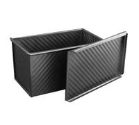 Locadence Panna Pagnotta con Coperchio, Pane Tostato Antiaderente Acciaio Carbonio, Padella del Pane Rettangolo con Copertura per Fornaio la Casa, Panetterie, Ristoranti, Catering (Negro)