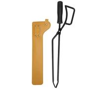 Locadence Pinze Camino Campo, Pinze per Fuoco Acciaio Inossidabile Legno Legna Ardere, Clip Carbone la Pit di Fuoco con Manica Protettiva per Campeggio, Escursioni, Picnic (Colore al Caramello)