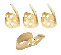LOCADENCE Set di 4 Plettri per Dita in Metallo, 3 Plettri per Indice e 1 Plettro per Pollice Combo, Parti di Chitarra Portatili Regolabili per Strumenti a Corda Chitarra Banjo (Oro)