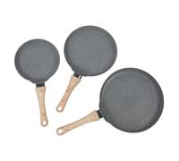 Locadence Set Padelle 3Pcs, Padelle di Padella Antiaderente Multifunzionale con Manico in Legno per Pentola a Gas, Pentola a Induzione, Stufa Elettrica