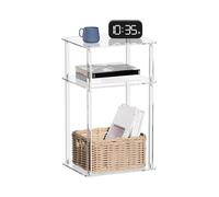 Locadence Tavolo Fine 3 Livelli, 13,8 X 11 X 23,6 in Moderno Comodino Acrilico Trasparente, Supporto Notturno Multifunzionale per Soggiorno, Camera da Letto, Bagno