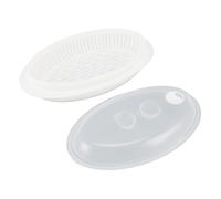 LOCADENCE Vaporiera Microonde, Vaporiera Pesce Conduzione Rapida Calore 12,9 X 7,3 X 3,7 Pollici con Coperchio, Piastra Pesce al Vapore nel Microonde per Domestica