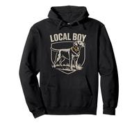 Local Boy Black Lab Hunting Dog Marsh Scene Sunset Vintage Felpa con Cappuccio
