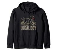 Local Boy Black Lab Hunting Dog Marsh Scene Sunset Vintage Felpa con Cappuccio