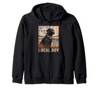 Local Boy Black Lab Hunting Dog Marsh Scene Sunset Vintage Felpa con Cappuccio
