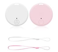 Localizzatore Chiavi 2 pezzi Portachiavi Bluetooth 5.2 Tracker con App, Trasmettitore Wireless per Chiavi, Airtag Smart Tag Android Compatibile con iOS e Android, Lunga Durata (White+Pink)