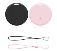 Localizzatore Chiavi 2 pezzi Portachiavi Bluetooth 5.2 Tracker con App, Trasmettitore Wireless per Chiavi, Airtag Smart Tag Android Compatibile con iOS e Android, Lunga Durata (Black+Pink)