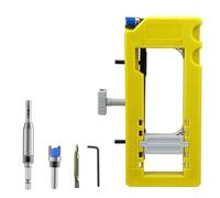 Localizzatore di fori per cerniere e kit di installazione per un posizionamento accurato su vari armadi e porte scorrevoli, con opzioni di colore giallo, rosso o blu, per progetti generali di