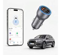 Localizzatore GPS per auto, 2 in 1, con doppia porta USB, Plug & Play, compatibile con Apple Find My, senza canone mensile, senza scheda SIM, grigio (solo iOS)