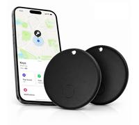 Localizzatore GPS Tracker 2 Pezzi Compatibile con Apple Find My & Android Find Hub - Tracker per Chiavi, Valigie, Zaini e Animali - IPX5 Impermeabile, Allarme Sonoro, Batteria a Lunga Durata, Nero