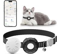 Localizzatore per gatti, compatibile con Apple Find My App (solo iOS), collare impermeabile per gatti con fibbia elastica di sicurezza, nessun costo mensile, funziona con qualsiasi collare (nero)