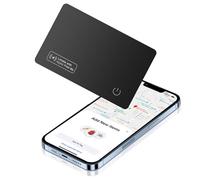 Localizzatore sottile in formato carta ultra sottile 1,6 mm compatibile con Apple Find My (sistema di iOS - dispositivo anti-perdita ricaricabile senza fili - Tracker nero discreto per portafoglio