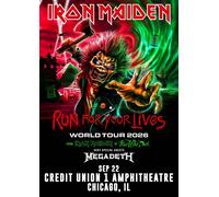Locandina Iron Maiden World Tour 2026, Run For Your Lives, Chicago