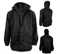 Location Giacca Uomo Nuova con Zip Fleece Imbottita Mid-Length Nera Cappuccio