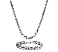 LOCCY Collana a catena in acciaio inox per uomo, collana bizantina in acciaio inox per uomo, larghezza 7/8 mm, lunghezza 51-71cm (51.00, argento-8MM larghezza)