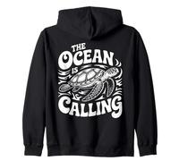 L'oceano Chiama Design Tartaruga per Gli Amanti della Spiaggia Felpa con Cappuccio