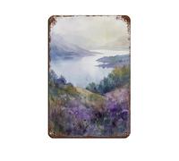 Loch Lomond Watercolo - Poster in metallo retrò, stile chic, arte retrò, pittura in ferro, per bar, grotte, bar, famiglie, garage, decorazione da parete, 20 x 30 cm