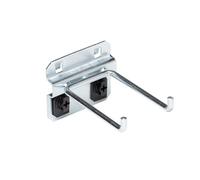 LocHook Gancio per Pannello Forato a Doppia Asta per Foro Quadrato, Acciaio Legato di Zinco, Argento, 7,5 cm