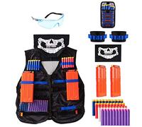 Locisne Kit Giacca Gilet tattico Mimetico per Bambini Giungla Pistola Giocattolo Serie N-Strike Elite (w/40 Freccette in Schiuma+Occhiali+Maschera+2 Ricaricabile+2 Cinturini+Borsa da dardo)