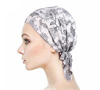 Locisne Stampato Pre copricapo stampato da donna con turbante Copricapo Chemo Beanie Sciarpa Copricapo per cancro, chemio, perdita di capelli (Foglia nera)