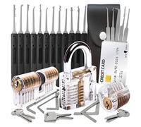 LOCK COWBOY Kit Apri Serrature: Set Professionale 30 Pezzi per Allenamento con 3 Lucchetti Trasparenti, Kit per Aprire Serrature e Strumento per Fare Uscire le Chiave da Serratura con Guida Online