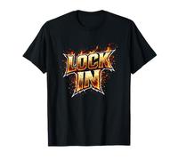 Lock in Motivational Fire Typography Gym Discipline Mindset Maglietta